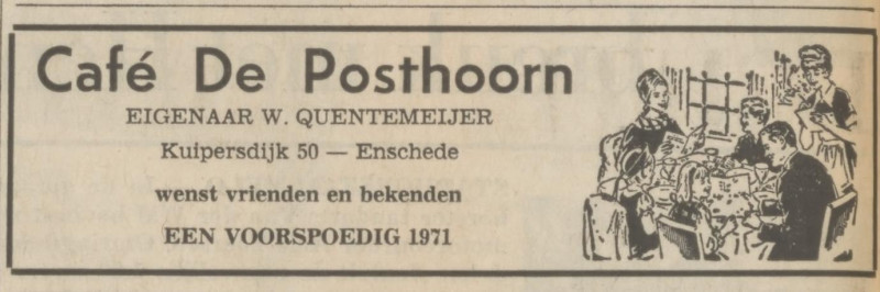 Kuipersdijk 50 cafe De Posthoorn eigenaar W. Quentemeijer advertentie Tubantia 31-12-1970.jpg