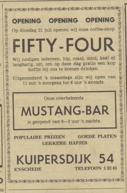 Kuipersdijk 54 Mustang Bar en coffee-shop Fifty-Four advertentie Tubantia 18-7-1970.jpg