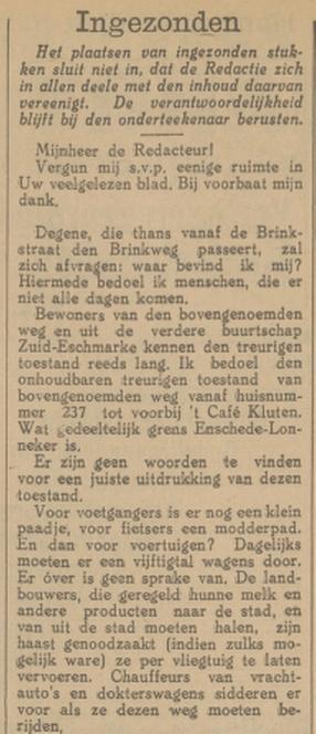 Brinkweg cafe Kluten en cafe Lueksen krantenbericht Tubantia 11-2-1925.jpg