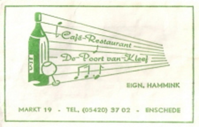 Markt 19 Café Restaurant  De Poort van Kleef  EIGN. HAMMINK suikerzakje.jpg
