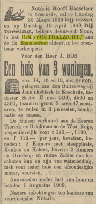 Tweede Emmastraat cafe Voetbalzixht advertentie Tubantia 20-3-1909.jpg