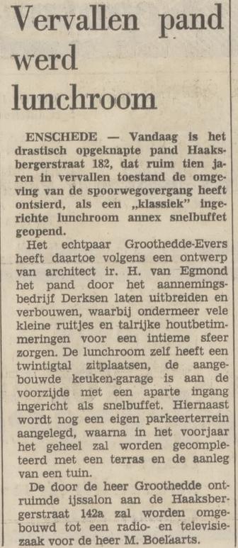 Haaksbergerstraat 182 lunchroom annex snelbuffet Groothedde krantenbericht Tubantia 11-10-1974.jpg