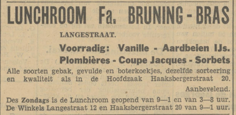 Haaksbergerstraat 20 lunchroom Fa. Bruning-Bras  advertentie Tubantia 19-5-1932.jpg