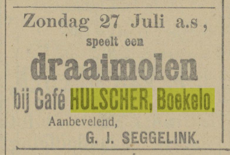 Beckumerstraat 2 Boekelo cafe Hulscher Advertentie. Tubantia. Enschede, 24-07-1913..jpg