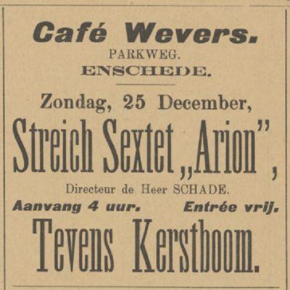 Parkweg 39 cafe Wevers kerstadvertentie Tubantia 21-12-1898.jpg