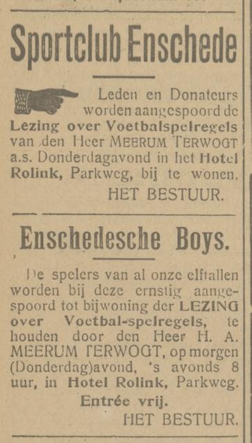 Parkweg 39 Hotel Rolink advertentie Tubantia 12-12-1923.jpg