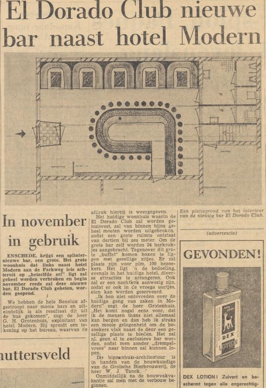 Parkweg 37-39 Bar El Doradu Club naast Hotel Modern eigenaar G.H. Grotenhuis krantenbericht Tubantia 8-7-1974.jpg