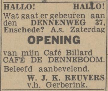 Dennenweg 37 cafe De Denneboom W.J.K. Reuvers v.h. Gerberink advertentie Twentsch nieuwsblad 18-12-1942.jpg