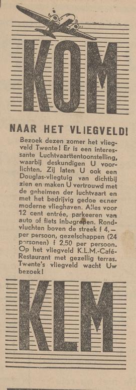 vliegveld Twente KLM restaurant advertentie Tubantia 30-3-1937.jpg