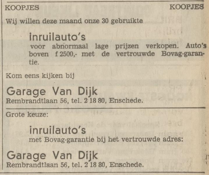 Rembrandtlaan 56 Garage Van Dijk advertentie Tubantia 21-12-1971.jpg