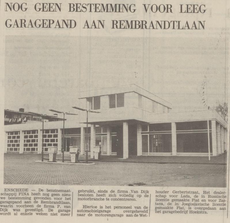 Rembrandtlaan 56 Garage P. van Dijk krantenbericht Tubantia 23-1-1974.jpg