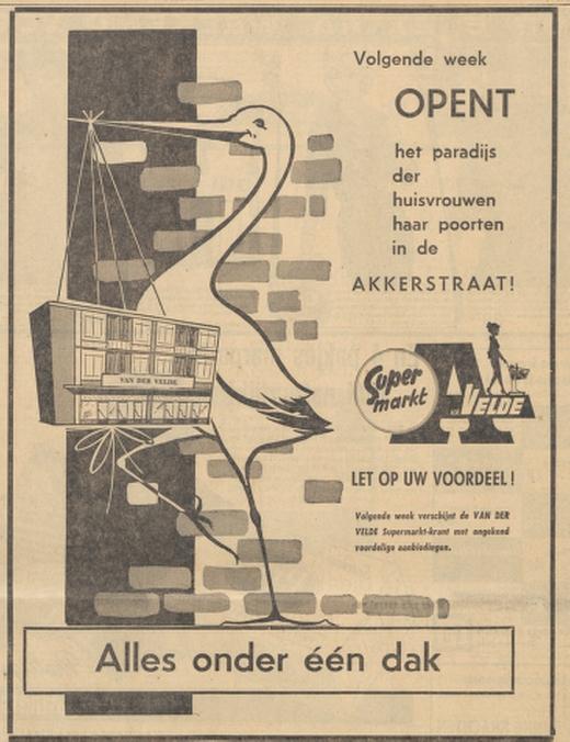 Akkerstraat 3 Supermarkt A. van der Velde advertentie Tubantia 6+12-1962.jpg