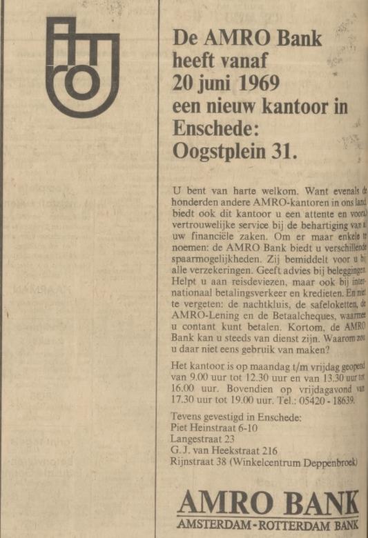 Oogstplein 31 Amsterdam-Rotterdam Bank advertentie Tubantia 19-6-1969.jpg