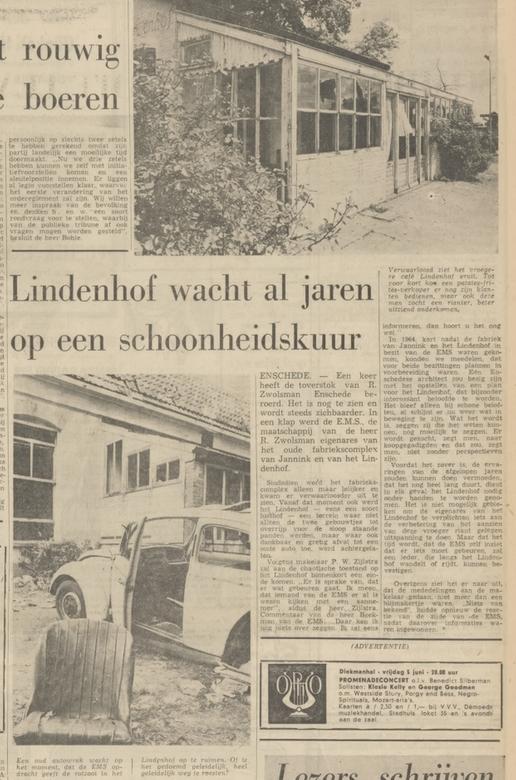 Gronausestraat 241 cafe Lindenhof krantenbericht Tubantia 4-6-1970.jpg
