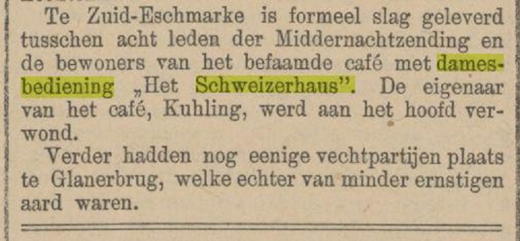 Gronausestraat Schweizerhaus befaamd cafe met damesbedieningm eigenaar Kuhling krantenbericht 17-6-1903.jpg