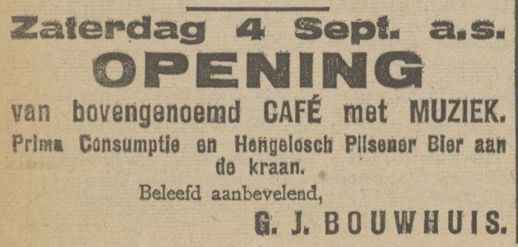 Spoordijkstraat cafe Bouwhuis advertentie opening 1 9-1920.jpg