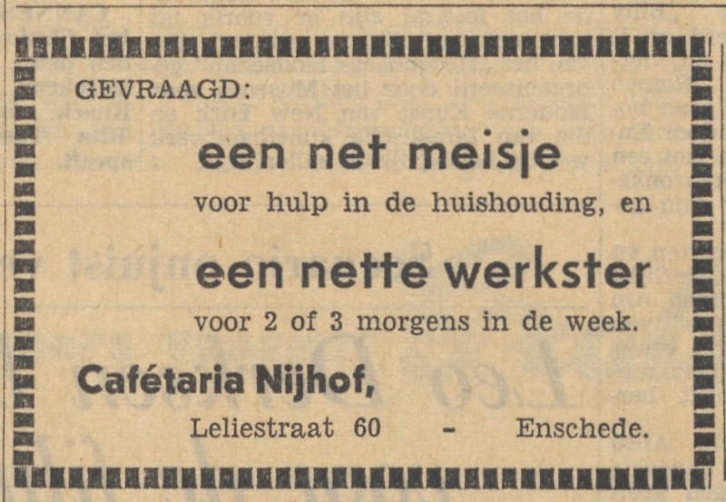 Leliestraat 60 cafetaria Nijhof advertentie Tubantia 29-5-1965.jpg