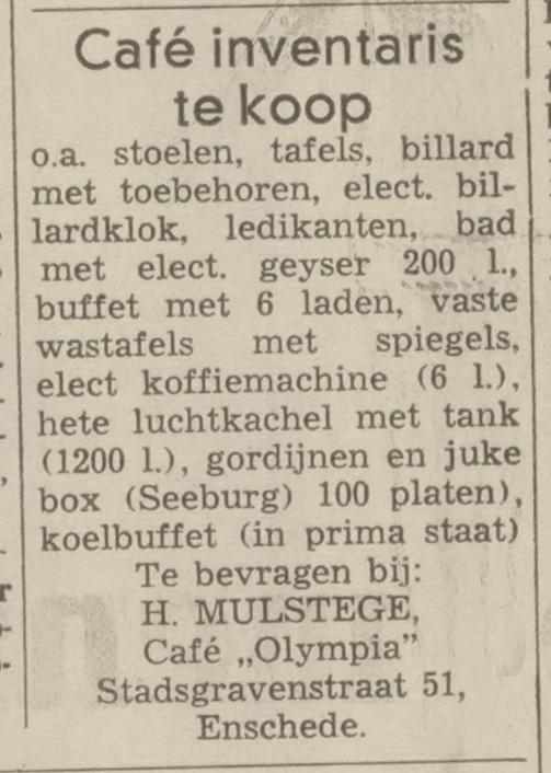Stadsgravenstraat 51 cafe Olympia H. Mulstege advertentie Tubantia 18-4-1968.jpg