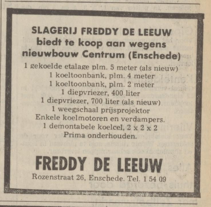 Rozenstraat 26 slagerij Freddy de Leeuw advertentie Tubantia 24-1-1974.jpg