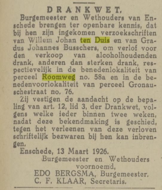 Roomweg 38 W.J. ten Duis advertentie Tubantia 13-3-1926.jpg