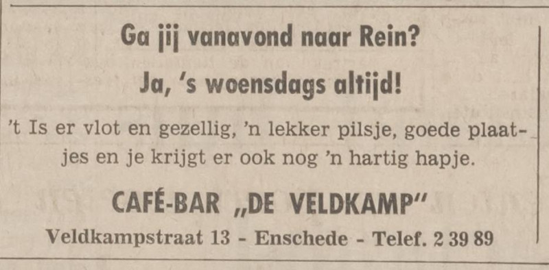Veldkampstraat 13 cafe De Veldkamp advertentie Tubantia 6-8-1969.jpg