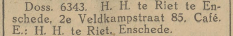 2e Veldkampstraat 85 cafe H.H. te Riet krantenbericht Tubantia 12-11-1927.jpg