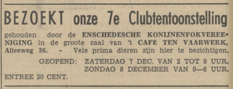 Alleeweg 36 cafe Te Vaarwerk advertentie Tubantia 6-12-1940.jpg