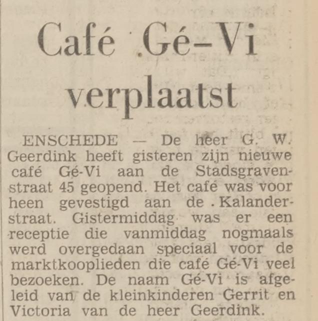 Stadsgravenstraat 45 cafe Gevi van G.W. Geerdink krantenbericht Tubantia 20-12-1966.jpg