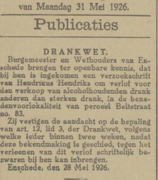 Beltstraat 83 H. Hendriks krantenbericht Tubantia 31-5-1926.jpg