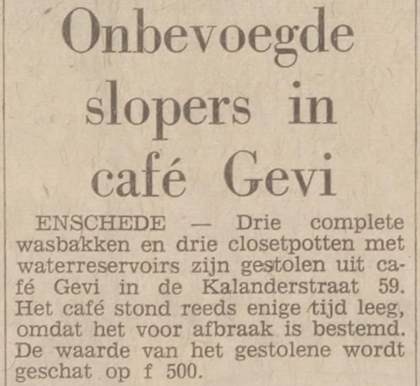 Kalanderstraat 59 cafe Gevi sloop krantenbericht Tubantia 29-12-1966.jpg