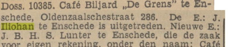 Oldenzaalsestraat 286 cafe De Grens J.B.H.S. Lunter overgenomen van J. Iliohan krantenbericht Tubantia 3-7-1939.jpg