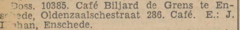 Oldenzaalsestraat 286 cafe biljard De Grens eigenaar J. Iliohan krantenbericht Tubantia 14-2-1936.jpg