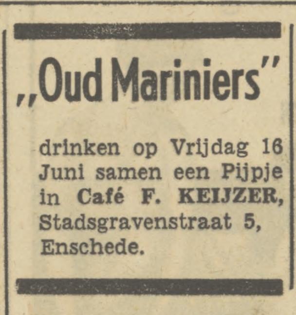 Stadsgravenstraat 5 cafe F. Keijzer advertentie Tubantia 15-6-1950.jpg