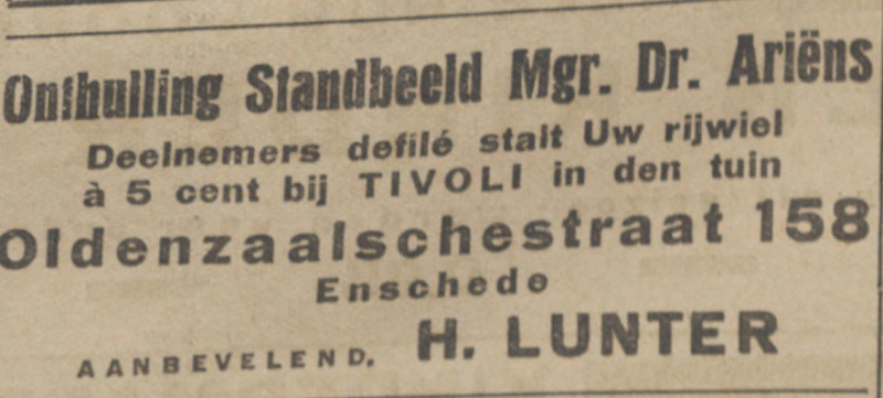 Oldenzaalsestraat 158 cafe restuarant Tivoli H. Lunter advertentie 15-6-1934.jpg