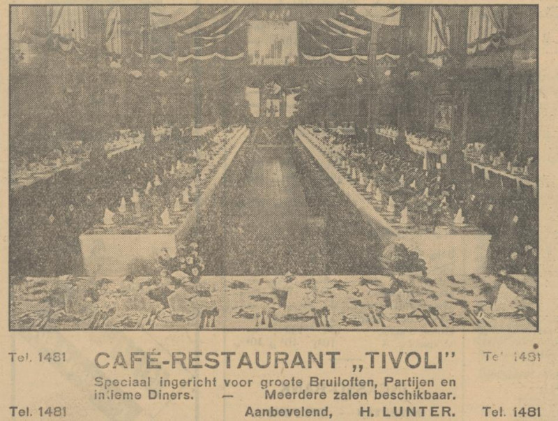 Oldenzaalsestraat 158 Cafe restaurant Tivoli H. Lunter advertentie Tubantia 28-8-1931.jpg