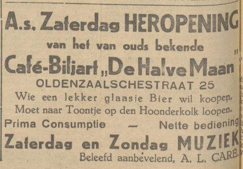 Oldenzaalsestaat 25 cafe De Halve Maan Toon Caré advertentie 20-4-1934.jpg