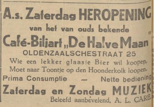 Oldenzaalsestaat 25 cafe De Halve Maan Toon Caré  advertentie 20-4-1934.jpg