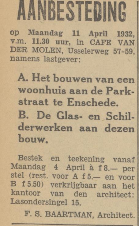 Usselerweg 57-59 cafe van de Molen advertentie Tubantia 4-4-1932.jpg