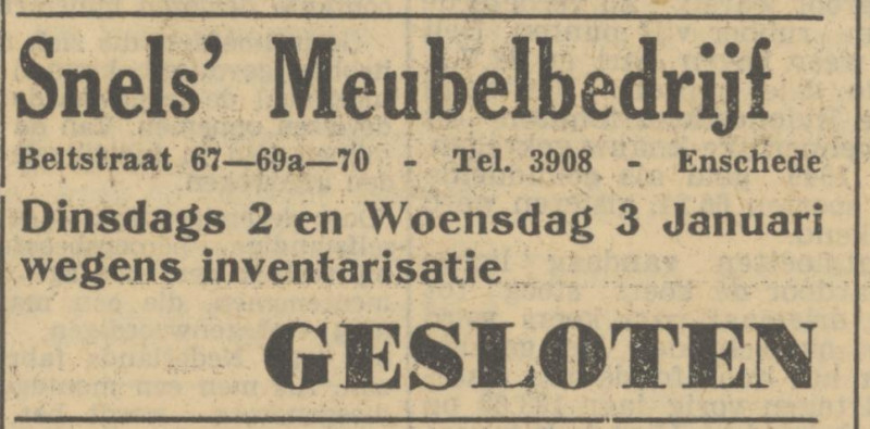 67-69a-70 Snels Meubelbedrijf advertententie Tubantia 29-12-1950.jpg