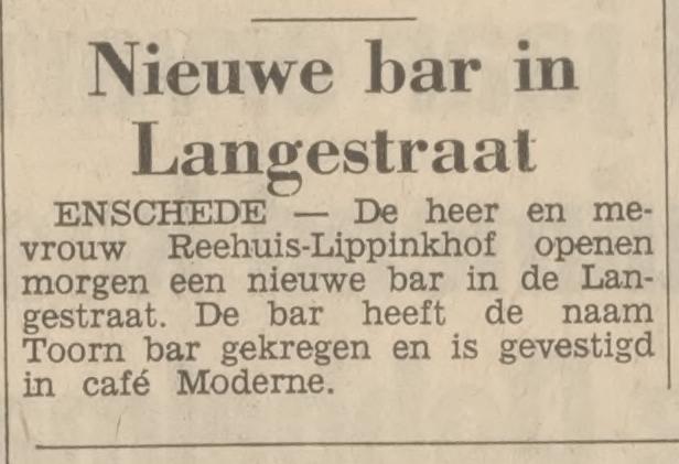 Langestraat 58 Toorn Bar in cafe Moderne krantenbericht Tubantia 13-4-1966.jpg