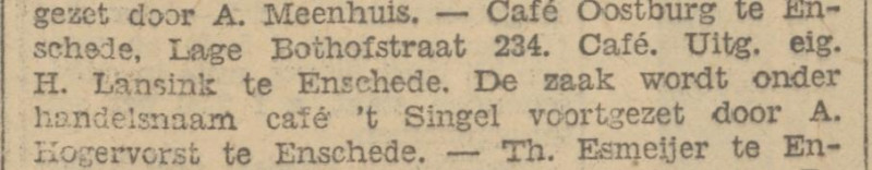 Lage Bothofstraat 234 cafe Oostburg wordt cafe 't Singel krantenbericht 20-7-1929.jpg