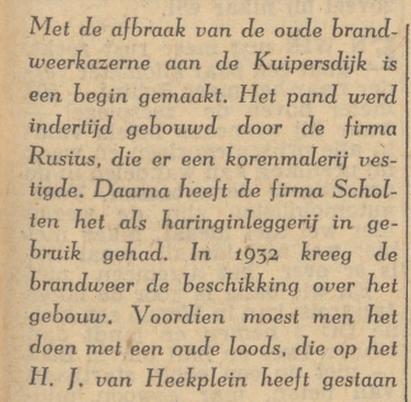 Kuipersdijk 8-10 afbraak oude brandweerkazerne krantenbericht tubantia 15-7-1957.jpg