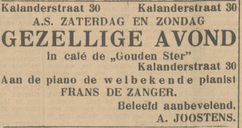 Kalanderstraat 30 cafe de Gouden Ster advertentie Tubantia 23-11-1934.jpg