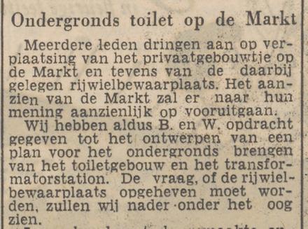 Markt ondergonds toilet krantenbericht Tubantia 2-12-1952.jpg