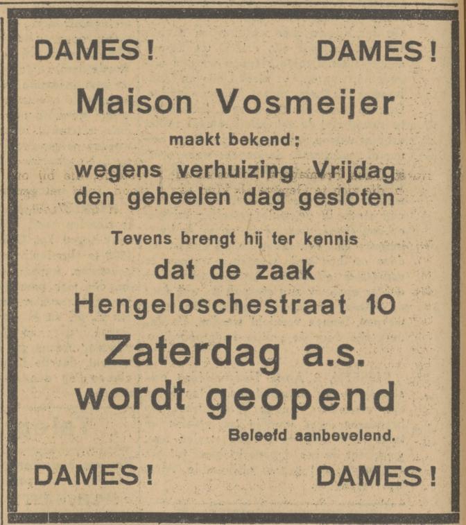 Hengelosestraat 10 Maison Vosmeijer advertentie Tubantia 3-4-1929.jpg