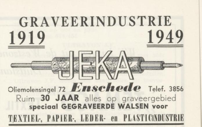 Oliemolensingel 72 Graveerindustrie Jeka advertentie Vakblad De Textielindustrie 9-8-1951.jpg