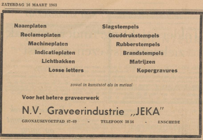 Gronausevoetpad 67-69 N.V. Graveerindustrie Jeka advertentie Tubantia 16-3-1963.jpg