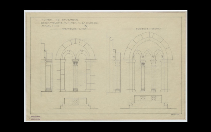 Oude Markt 32 bouwkundige tekening Reconstructie van de nissen in de vierde geleding toren der Hervormde Kerk.jpg