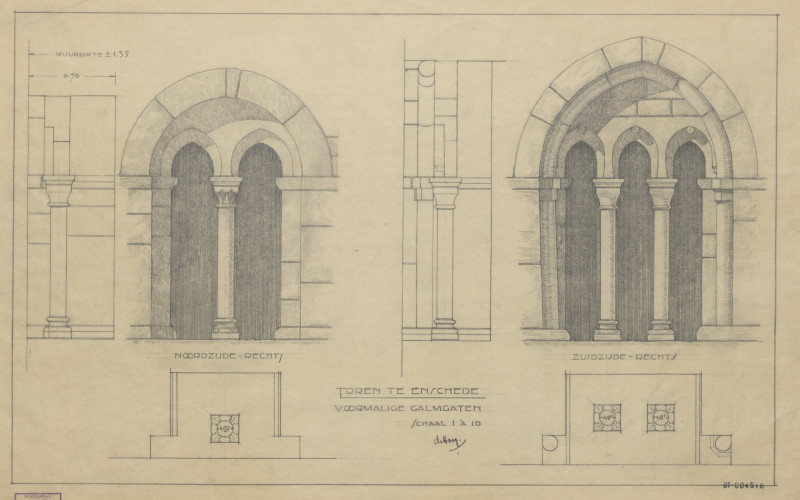 Oude Markt 32 bouwkundige tekening Voormalige galmgaten toren der Hervormde Kerk.jpg