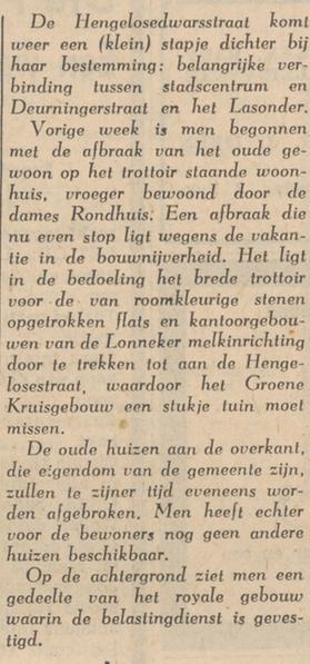 Hengelosedwarsstraat afbraak krantenbericht Tubantia 11-7-1960.jpg